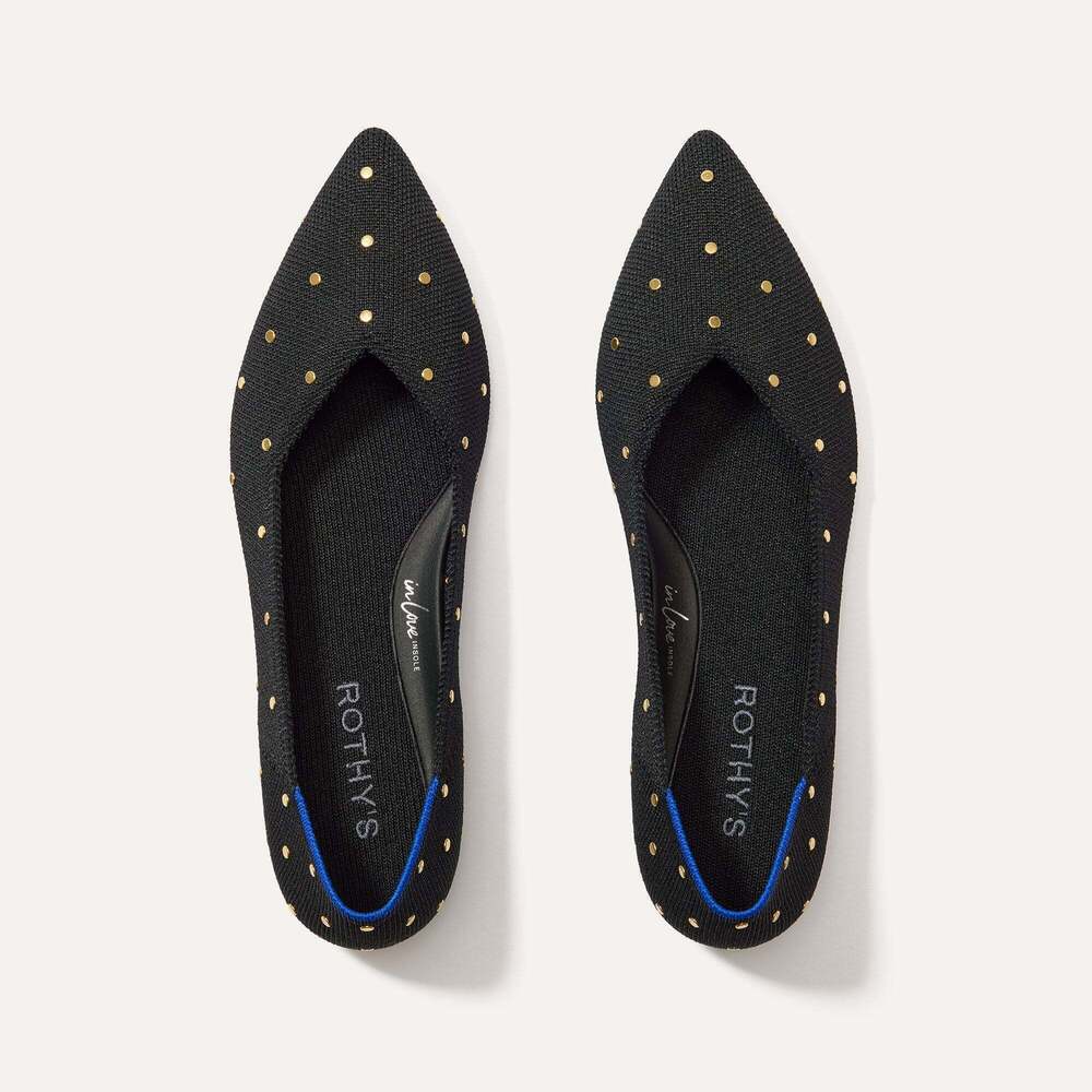 Rothy's The Point II - Studded Black Size 12